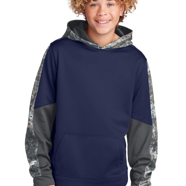 Sport Tek Youth Sport Wick ® Mineral Freeze Fleece Colorblock Hooded Pullover Thumbnail