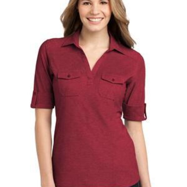 Port Authority Ladies Oxford Pique Double Pocket Polo Thumbnail