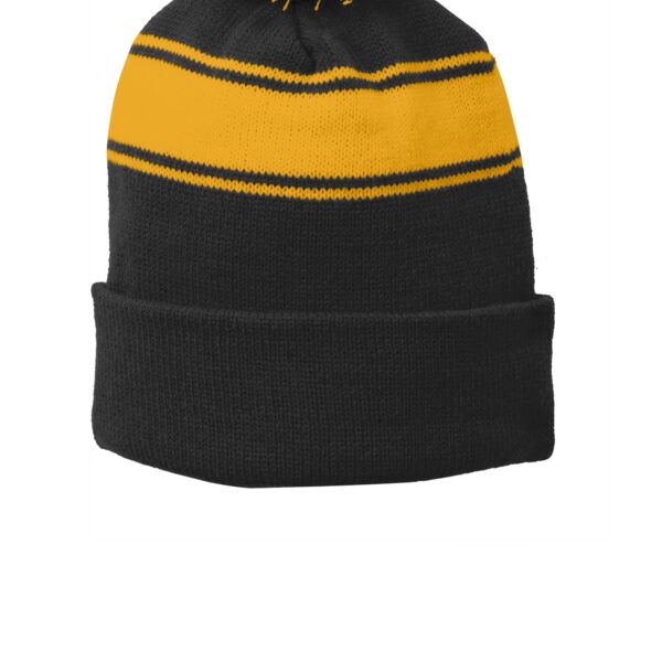 Sport Tek Stripe Pom Pom Beanie Thumbnail